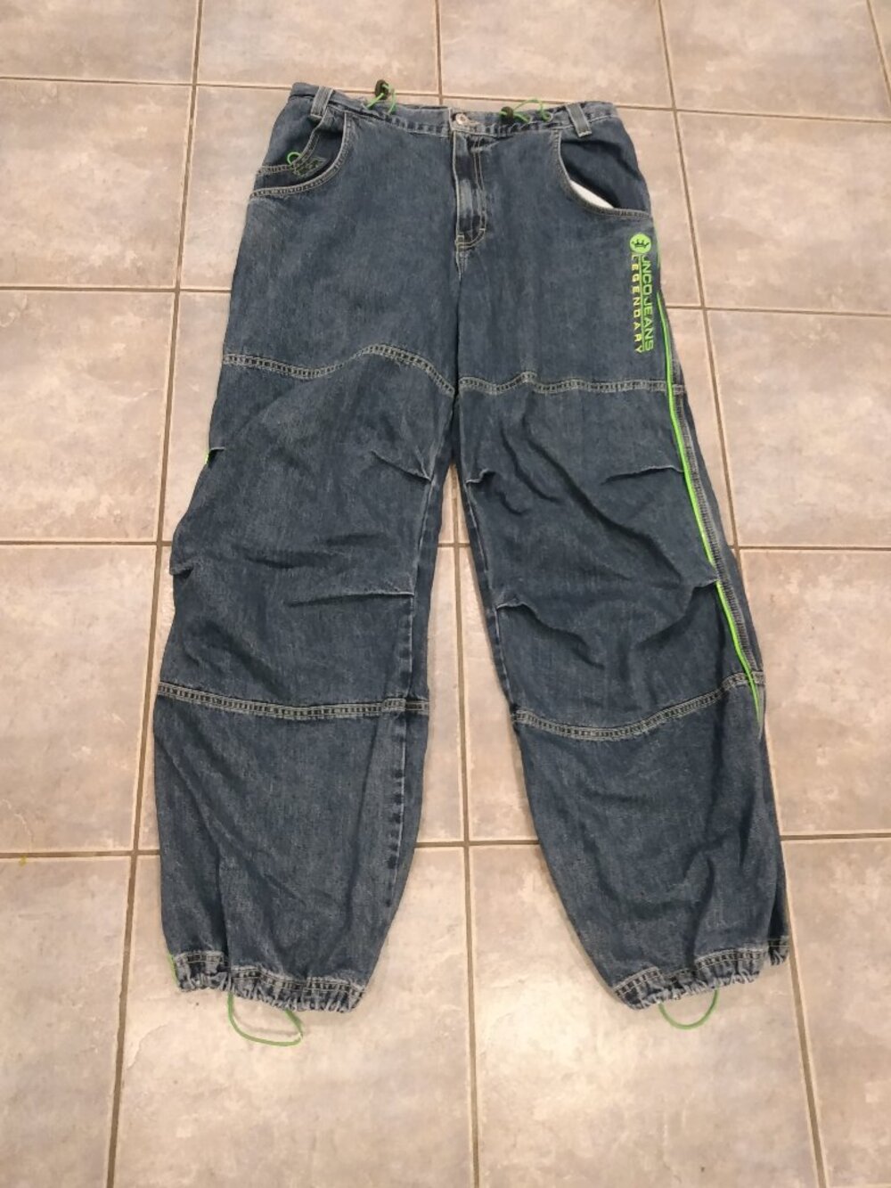 Rare Vintage JNCO Parachute Jeans 34X32 Tie Downs Y2K